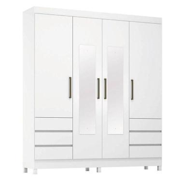 Imagem de Guarda Roupa Casal Sofia 4 Portas Com Espelho Branco Brilho - Demobile