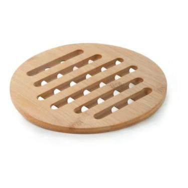 Imagem de Mimo Style Descanso de Panela de Bambu Redondo, Sustentável e Resistente ao Calor para Pratos e Potes Quentes. Material de Qualidade Alimentícia, Multiuso 20cm. Ideal Para Sua Cozinha e Ecológico