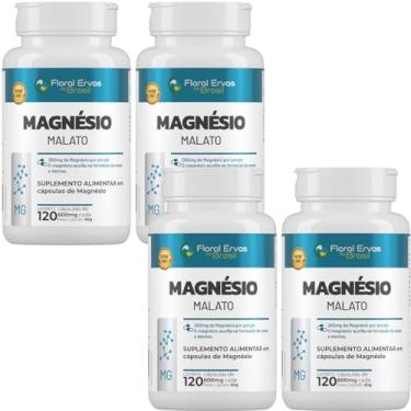 Imagem de Kit Com 4x Magnésio Malato 600mg 120 Cápsulas Floral Ervas