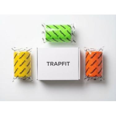 Imagem de Kit 3 Bandagem Elástica Auto Aderente 10cm x 4,5m - TRAPFIT Faixa Atadura Pet Tatuagem Academia Cor amarela, verde neon e laranja