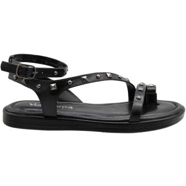 Imagem de Sandália Rasteira Via Scarpa Napa Nazare Tachas Metálicas Feminina