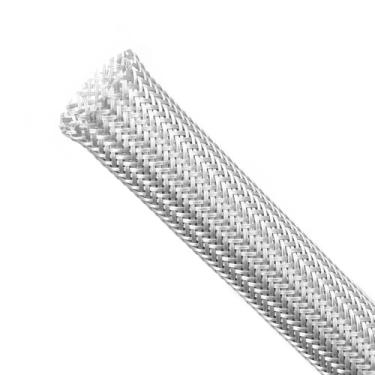 Imagem de Manga trançada, capa de cabo expansível de PET, gerenciamento de cabos de malha para TV, computador, home theater, protetores de cabos flexíveis de animais de estimação que não mastigam (cinza, 2,5 cm