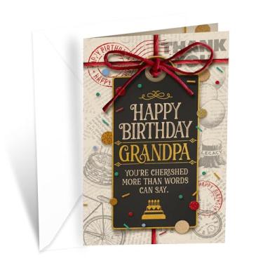 Imagem de Prime Greetings Cartão de aniversário do vovô, feito nos EUA, cartolina grossa com envelope premium embalado em um envelope de apresentação reutilizável, ecológico, 12,7 cm x 19,7 cm