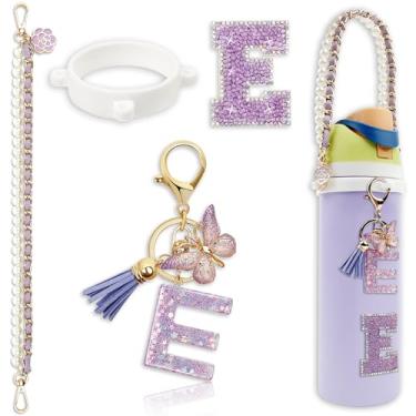 Imagem de Acessórios de letras para garrafas de água Owala – 680 g 947 g 1,134 g, com pingente de inicial bonito e alça de alça, compatível com Free Sip, copo de café, Owala Kids, Sway, Stanley Cup Accessories