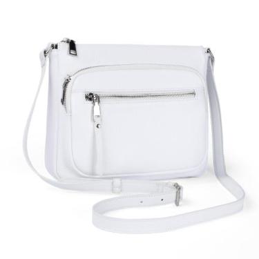 Imagem de Bolsa tiracolo em couro genuíno  branca