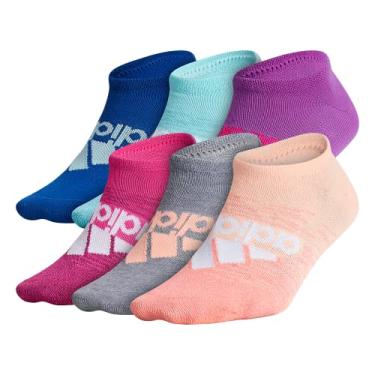Imagem de Meias Adidas Girls Superlite Badge of Sport No Show (6 pares), Light Flash Orange/ Light Flash Orange - Signal Pink, Large