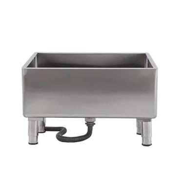 Imagem de TRGCJGH Pia de esfregão de piso comercial, pia inclinada de aço inoxidável, balde de esfregão utilitário com drenagem, para cozinha/restaurante/negócios/garagem (tamanho: 60 x 41 x 55 cm (23,6 x 16,1