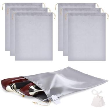 Imagem de Ewen Pequenos sacos de cetim à prova de poeira, bolsa de armazenamento reutilizável com cordão para organização de sapatos, Cinza, 6pcs 11.8x15.7in, 6 peças 30 x 39,9 cm