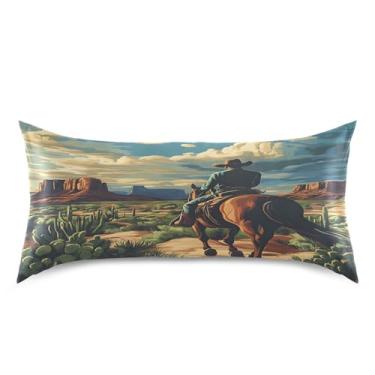 Imagem de Blueangle Fronha de cetim cowboy da América do Deserto para cabelo e pele, fronha de seda, tamanho king (50,8 x 101,6 cm) - Capas de almofada de cetim refrescantes com fecho de envelope (372)