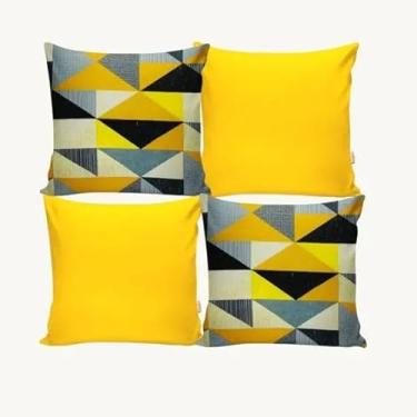 Imagem de Kit c Almofadas Cheias Decorativas pSala(GEOMÉTRICO AMARELO)
