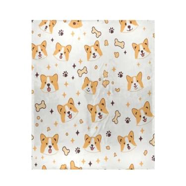 Imagem de Blueangle Lindo cobertor de cachorro Corgi super macio e quente, 127 x 152 cm, leve para todas as estações, aconchegante cobertor para cama, sofá, sofá, fácil de cuidar (357)