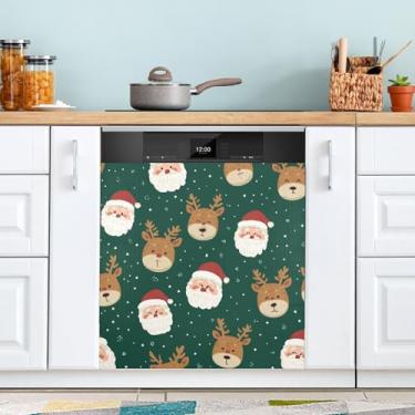 Imagem de ATTX Capa magnética de Papai Noel para lava-louças, 58,4 cm C x 66 cm A, decoração da capa da máquina de lavar louça, decalques de armário doméstico e eletrodomésticos adesivos #415