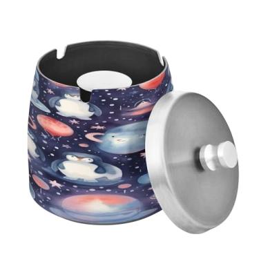 Imagem de Blueangle Cinzeiro de pinguim fofo com tampa para cigarros, à prova de vento/chuva, aço inoxidável, sem fumaça, inodoro, cinzeiro para uso interno ou externo (13)