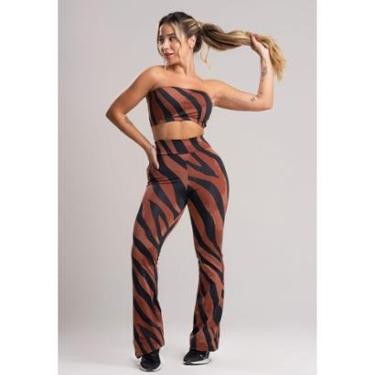 Imagem de Conjunto Calça Flare Feminina e Top Tomara que Caia Estampado Mvb Modas-Feminino