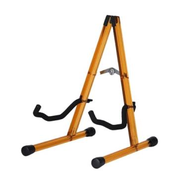 Imagem de oshhni Suporte dobrável para guitarra, suporte para guitarra, acessório estável para instrumentos musicais em formato de a para ukulele, violoncelo, Amarelo