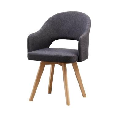 Imagem de Cadeiras giratórias modernas, cadeiras de jantar de meados do século com apoio de braço e pernas de madeira maciça preta para escritório em casa, cozinha, 1 peça