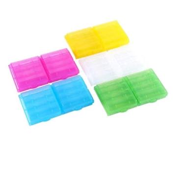 Imagem de Zyyini Estojo de Armazenamento para Bateria AA e AAA, Pacote Com 10, Suporte Organizador de Bateria Transparente Rígido de 5 Cores Com Ranhuras, Evita Deslizamento, Fácil de Transportar