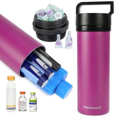 Imagem de MEDINEED Estojo de viagem para refrigerador de insulina, kit de medicamentos de viagem 60H 3-6 canetas para cuidados com diabetes, organizador de medicamentos para viagens, bolsas de gelo aprovadas