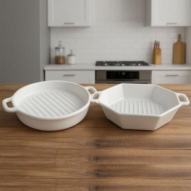 Imagem de Travessas Assadeira Petisqueira Restaurante Servir Jogo 2pçs - Genéric