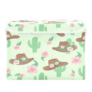 Imagem de Kigai Grandes caixas de armazenamento empilháveis dobráveis com tampas, caixas de armazenamento dobráveis, cestas organizadoras de armário para casa, escritório, jardim de infância, chapéus de cowboy