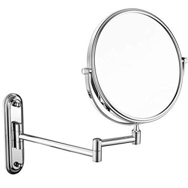 Imagem de LMJYU Espelho de parede para banheiro, espelho de maquiagem, espelho de banheiro, montado na parede com ampliação, ampliação dupla face, espelho cosmético extensível giratório livre de 360°