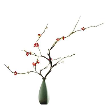 Imagem de LMJYU Flores artificiais para decoração flor artificial ameixa flor artificial flores artificiais ramos de ameixa falsos a granel como artesanato DIY plantas falsas floco artificial