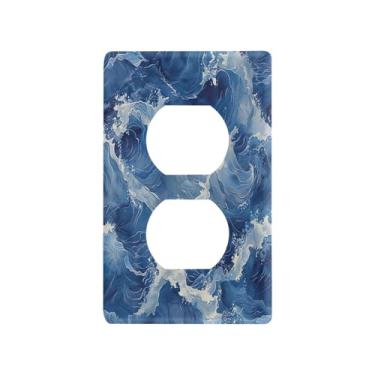 Imagem de Wassud Blue Waves Light Switch Cover Plate Decorativas para Tomadas Elétricas Duplex 4,53 x 2,76 polegadas