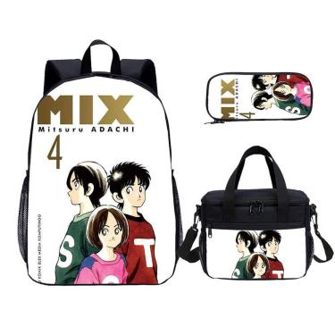 Imagem de Conjunto de mochilas escolares Touch Black Satchel Anime de 17 polegadas com lancheira