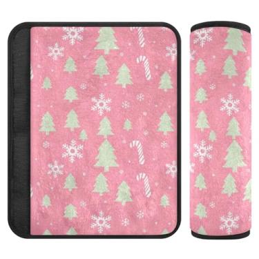 Imagem de Burbuja Capa para cinto de segurança de carro Christmas Trees Protetor de cinto de segurança de carro macio confortável para alça de ombro de assento, 1 par médio