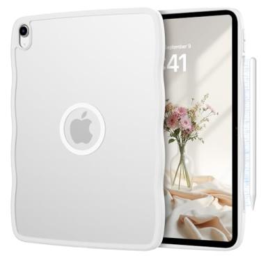 Imagem de Telaso Capa magnética para iPad (A16) 11ª geração 11 polegadas 2025 design de moldura onda, iPad 10ª geração 11 polegadas 2022, capa transparente translúcida fosca de TPU macio de grau militar, fosco