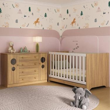 Imagem de Berço Americano 3 em 1 com Cômoda 2 Portas 4 Gavetas Pirulito Multimóveis MP4711