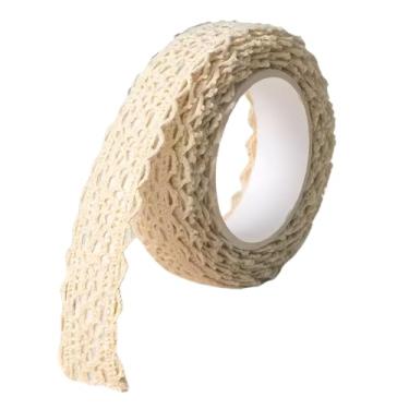 Imagem de Fita Washi de renda autoadesiva bege de 2 metros, acabamento de fita de tecido de algodão, fita adesiva decorativa para artesanato DIY, scrapbook, confecção de cartões, álbum de casamento e projetos
