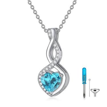 Imagem de LONAGO Colar de urna infinita para cinzas, prata esterlina/banhado a ouro, joia de cremação infinita, presente para mulheres, homens, cinzas humanas, Zircônia cúbica