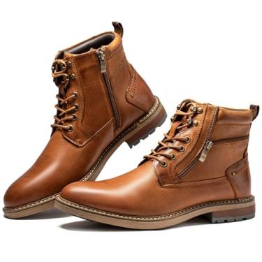 Imagem de Arkbird Bota masculina casual de couro genuíno para motociclista de combate Chukka com zíper no tornozelo, Marrom (322), 43