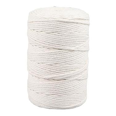 Imagem de Cuofyunl fio de algodão 3mm 273 jardas longo branco macio durável resistente a rasgos fio de crochê para tricô artesanato decoração diy