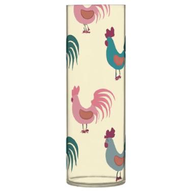 Imagem de JUZIHAI Lindo vaso de galos para flores 9,9 cm x 30 cm cilindro de plástico moderno vaso de flores para centro de mesa de casamento decoração de casa