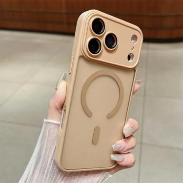 Imagem de SFDSUH Capa protetora fosca com carregamento sem fio magnético para iPhone 16e, resistente a impactos e sólida (para iPhone 16e/Dourado Deserto)