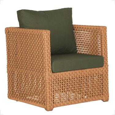 Imagem de 1 Poltrona Madri Alumínio Corda Náutica Estofado 13 Trama Terra Cota