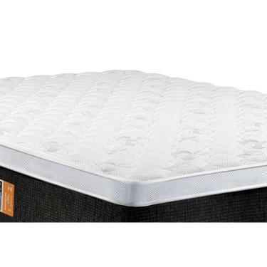 Imagem de Cama Box Baú Queen: Colchão Espuma Castor D45 Black E White Air Euro Pillow + Base Brown(158X198)