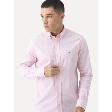 Imagem de Camisa Tommy Hilfiger Masculina Xadrez Gingham Branca/-Masculino