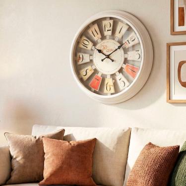 Imagem de Relógio De Parede Branco Vazado Decoração Paris Rustico 40cm