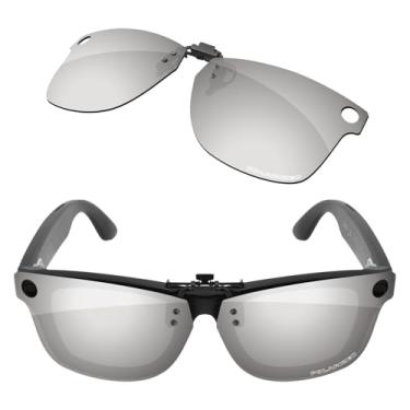 Imagem de Firtox Clipes polarizados para Ray-Ban Meta Wayfarer RW4008 (tamanho M 53), protegem os olhos para homens e mulheres - Titânio prateado