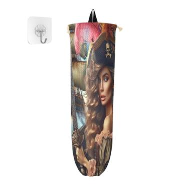 Imagem de Suporte de saco de mercearia pirata, organizador de sacos de plástico para cozinha, dispensador de sacolas plásticas para sacolas de mercearia