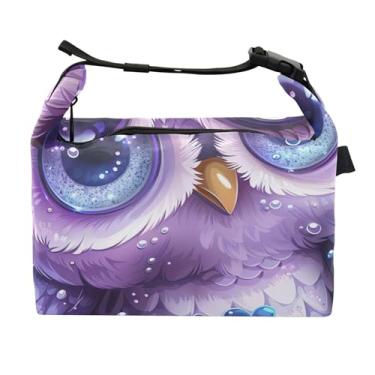 Imagem de TSENQUE Lancheira fofa de coruja roxa para mulheres, lancheira portátil, lancheira para trabalho, linda bolsa térmica para adultos
