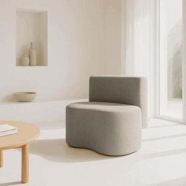 Imagem de Puff Orgânico Feijão Com Encosto Curvo Redondo Sala Resistente Confort