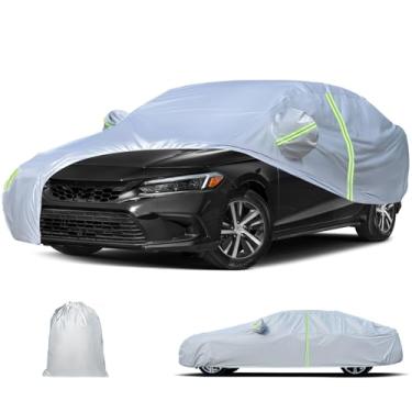 Imagem de Capa de carro à prova d'água compatível com Honda Civic 2016-2025 Hatchback Sedan, capa completa para todos os climas ao ar livre com porta com zíper para proteção solar UV chuva poeira neve vento