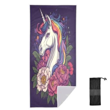 Imagem de Joitme Unicon Toalha de praia roxa floral infantil, 76 x 152 cm, toalhas de banho, toalhas de praia de microfibra para adultos