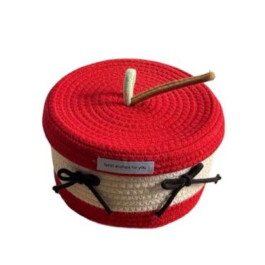 Imagem de IEUDNS Cesto de armazenamento em corda com tampa, organizador para casa, decoração em tecido trançado para quarto de bebê e cosméticos, Nó de Laço