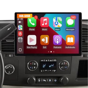 Imagem de Leadfan 4G + 64G Android 13 estéreo automotivo para Chevy Silverado 2007-2013 GMC Sierra 2007-2013 Tahoe 2007-2014 Yukon 2007-2014, com Carplay Android Auto, tela Bluetooth/GPS/SWC/AHD de 13 polegadas