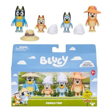Imagem de Bluey Figure 4-Packs, Family Trip, 2.5 Inch Poseable, Bingo, Bandit and Chilli, with Accessories, Kids Can Recreate Their Favorite Moments